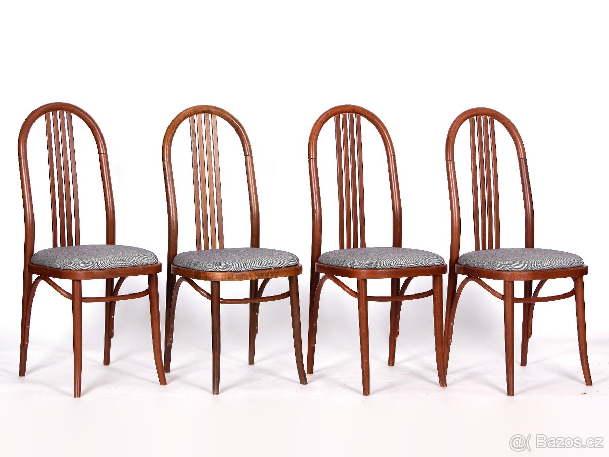 4x jídelní židle TON s vysokým opěradlem, TOP stav. - 5