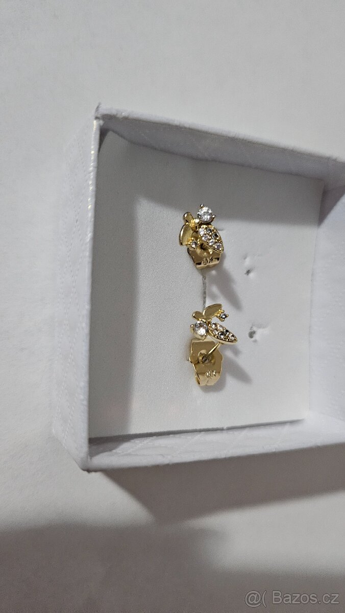 Náušnice motylci pozlac.14K - 5
