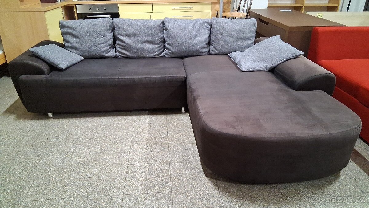 Sedacka rohová rozkládací hnědá - 5