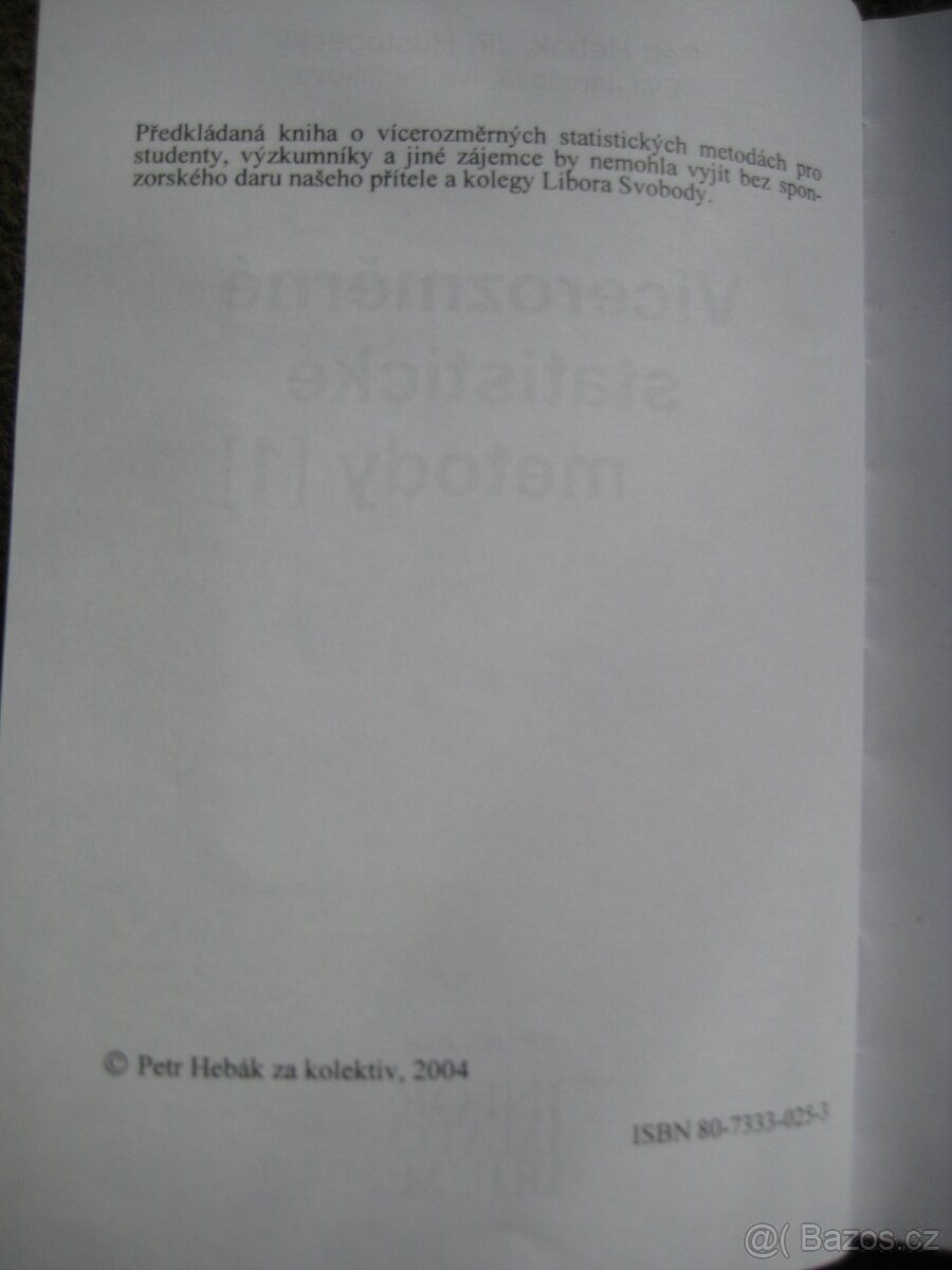 Vícerozměrné statistické metody, Hebák, Hustopecký,... - 5