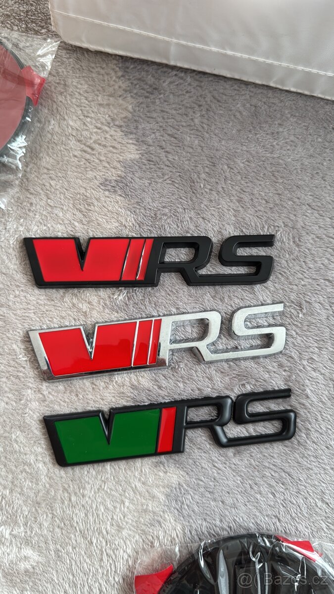 ŠKODA RS – černé a stříbrné vRS znaky (přední + zadní) - 5