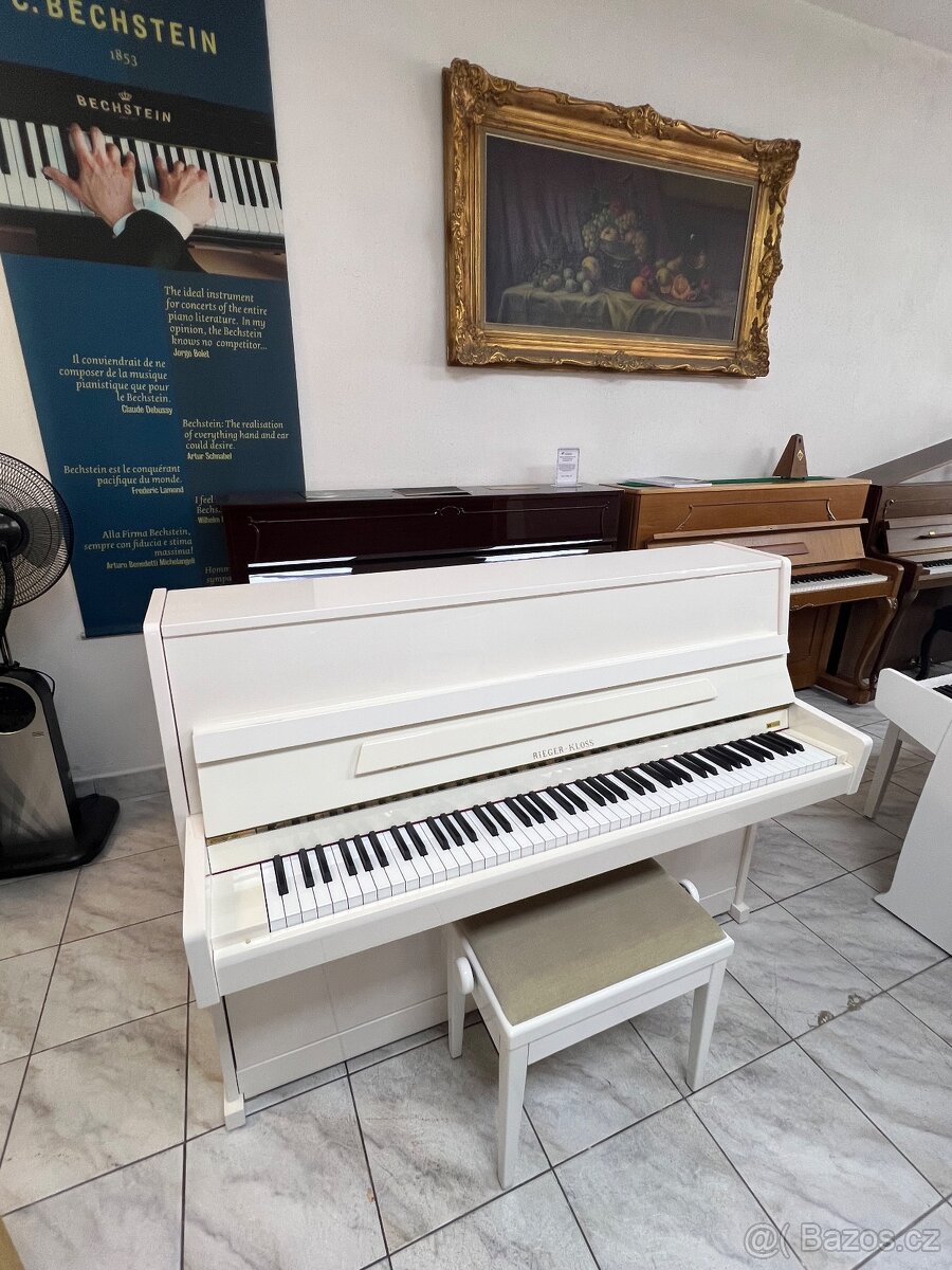 Bílé pianino Reiger Kloss se zárukou 5 let, doprava zdarma. - 5