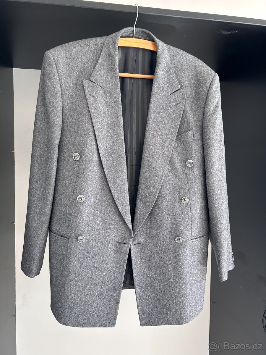 Pánský vlněný oblek - šedý, velikost 46 - 5
