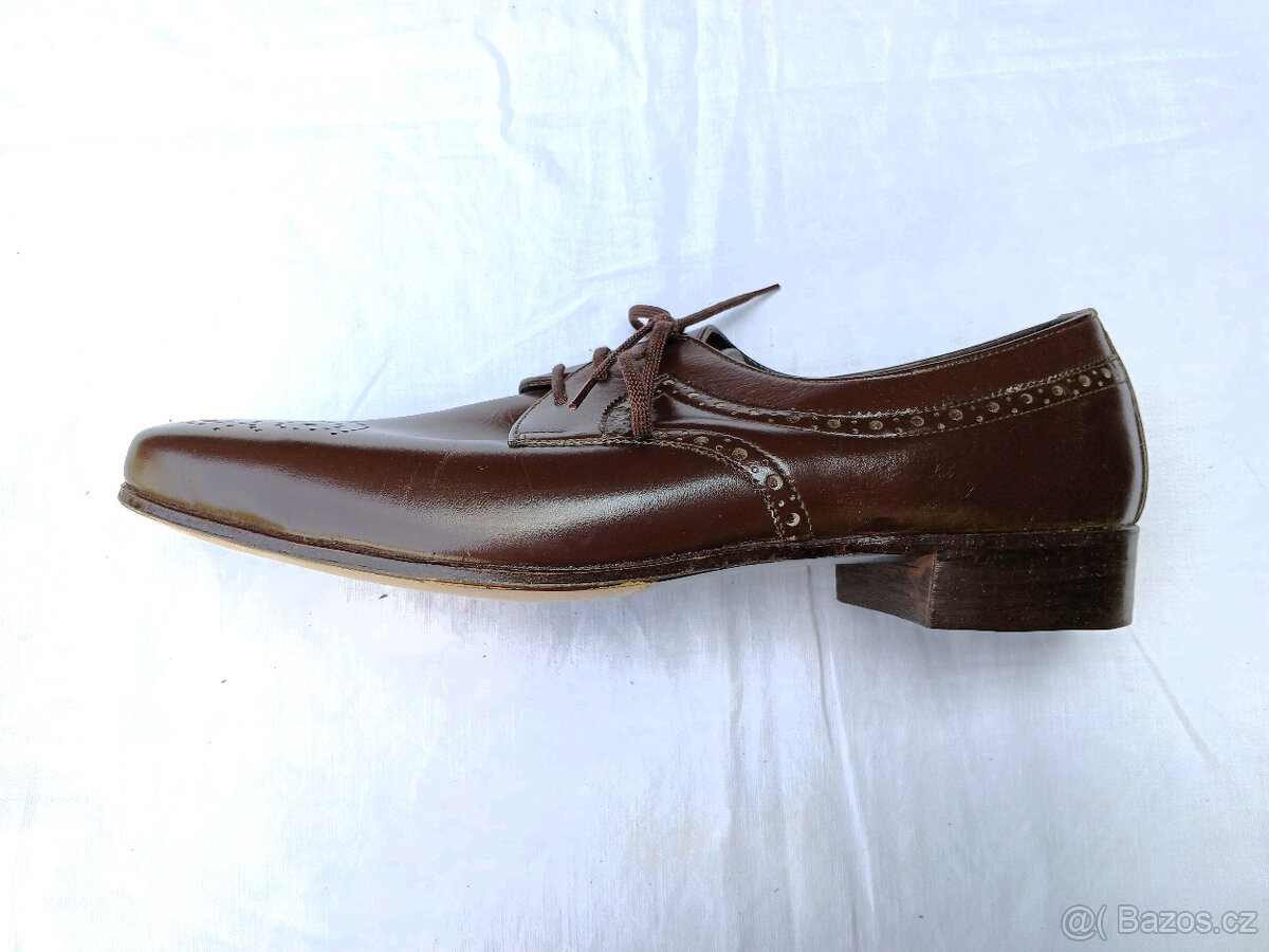 Retro pánské kožené polobotky. - 5