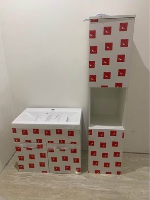 Koupelnový nábytek se zrcadlem bílý lesk 2 kuřecí - 5