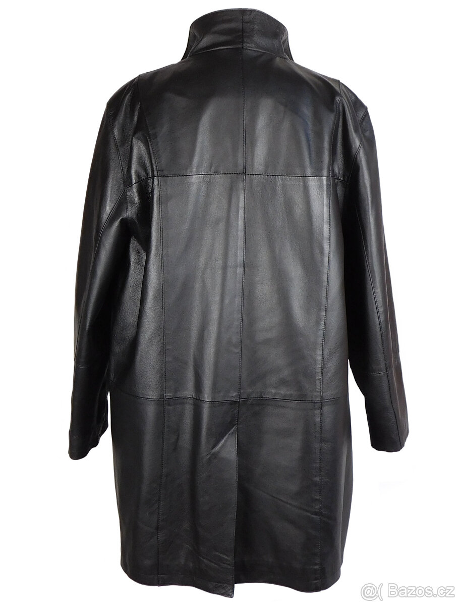 Kožený měkký dámský černý kabát CERO XL - 5