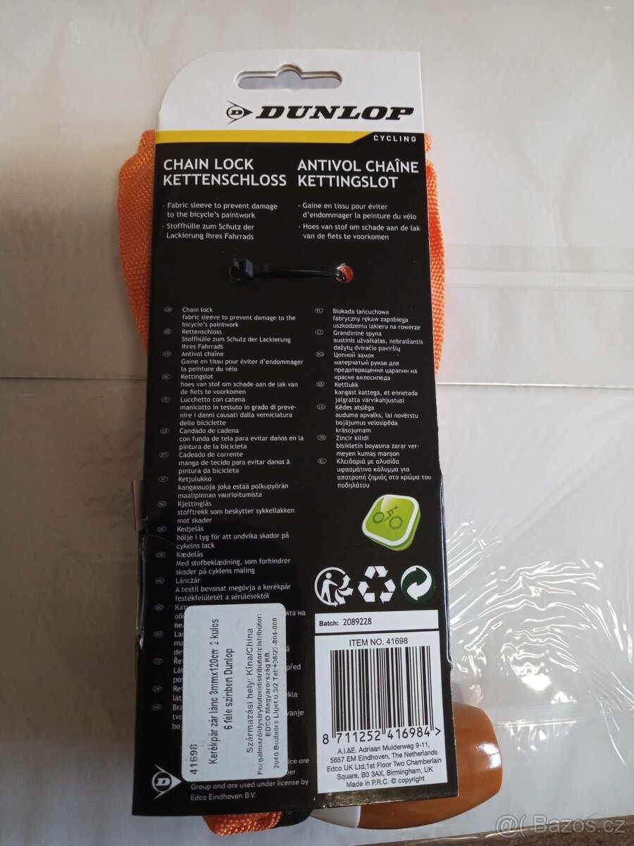 Prodám řetězový zámek DUNLOP délka řetězu 110 cm, - 5