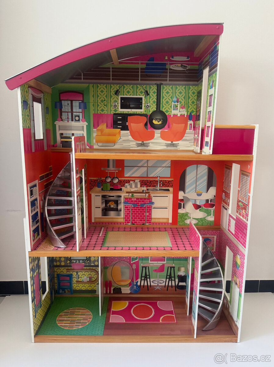 Barbie Dům snů velký dřevěný + nábytek - 5