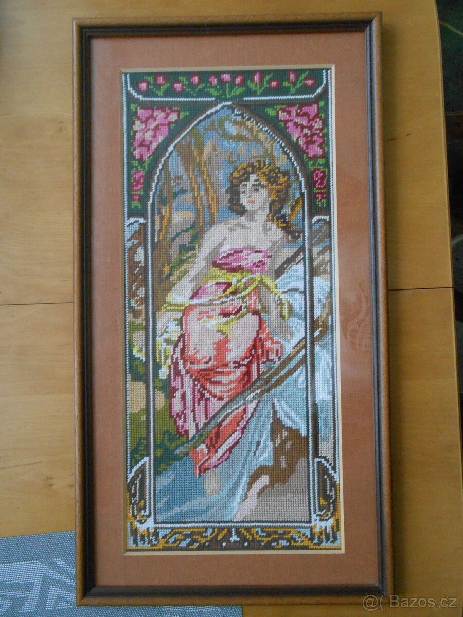 3x vyšívaný obraz MUCHA SUMMER+Pražský hrad+malý obrázek - 5