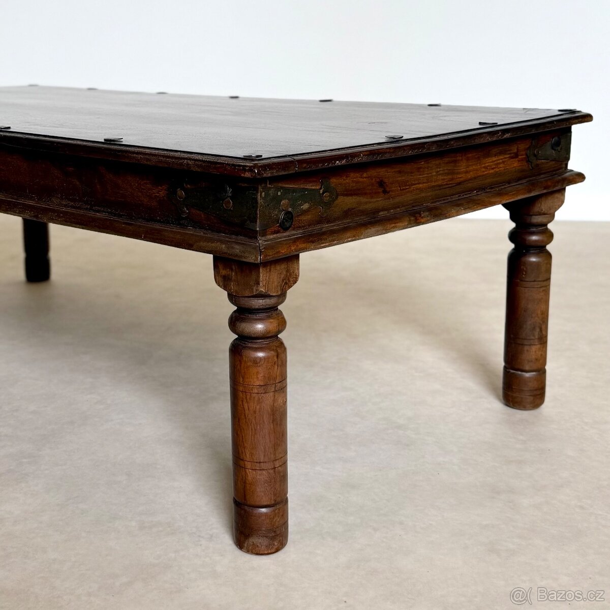 Konferenční stolek z tmavého koloniálního palisandru s tmavý - 5