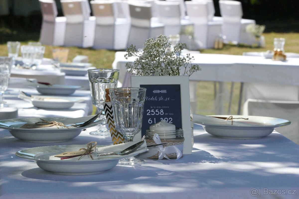 Potahy na židle bílé, svatební, univerzal - 5