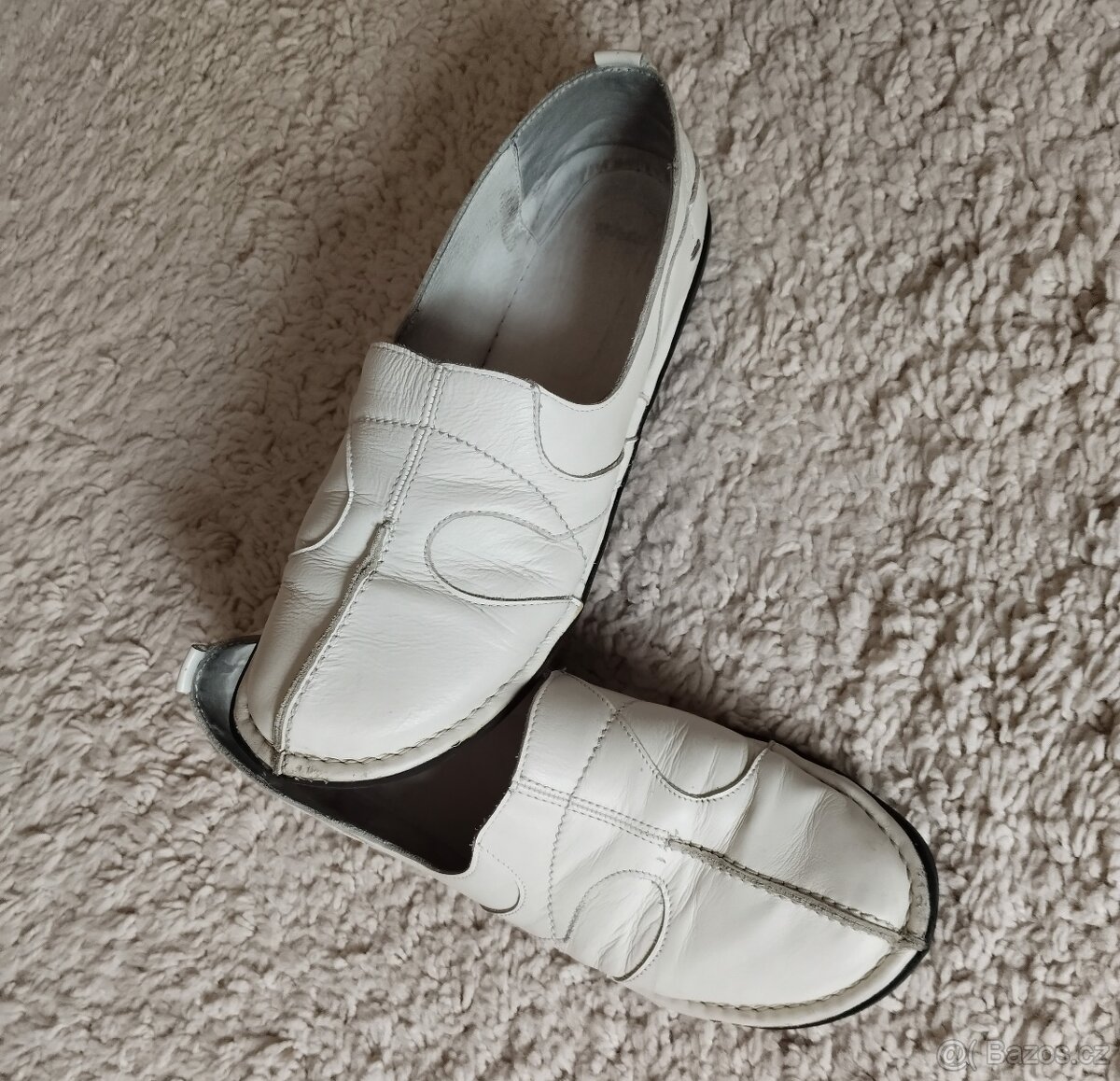 Dámské kožené mokasíny, polobotky, bílé, vel. 39, Baťa - 5