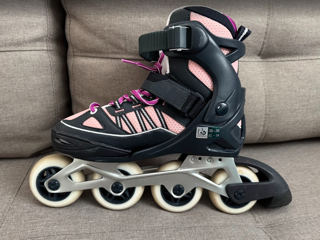 Dětské kolečkové brusle Oxelo FIT 5 – černo-růžové - 5