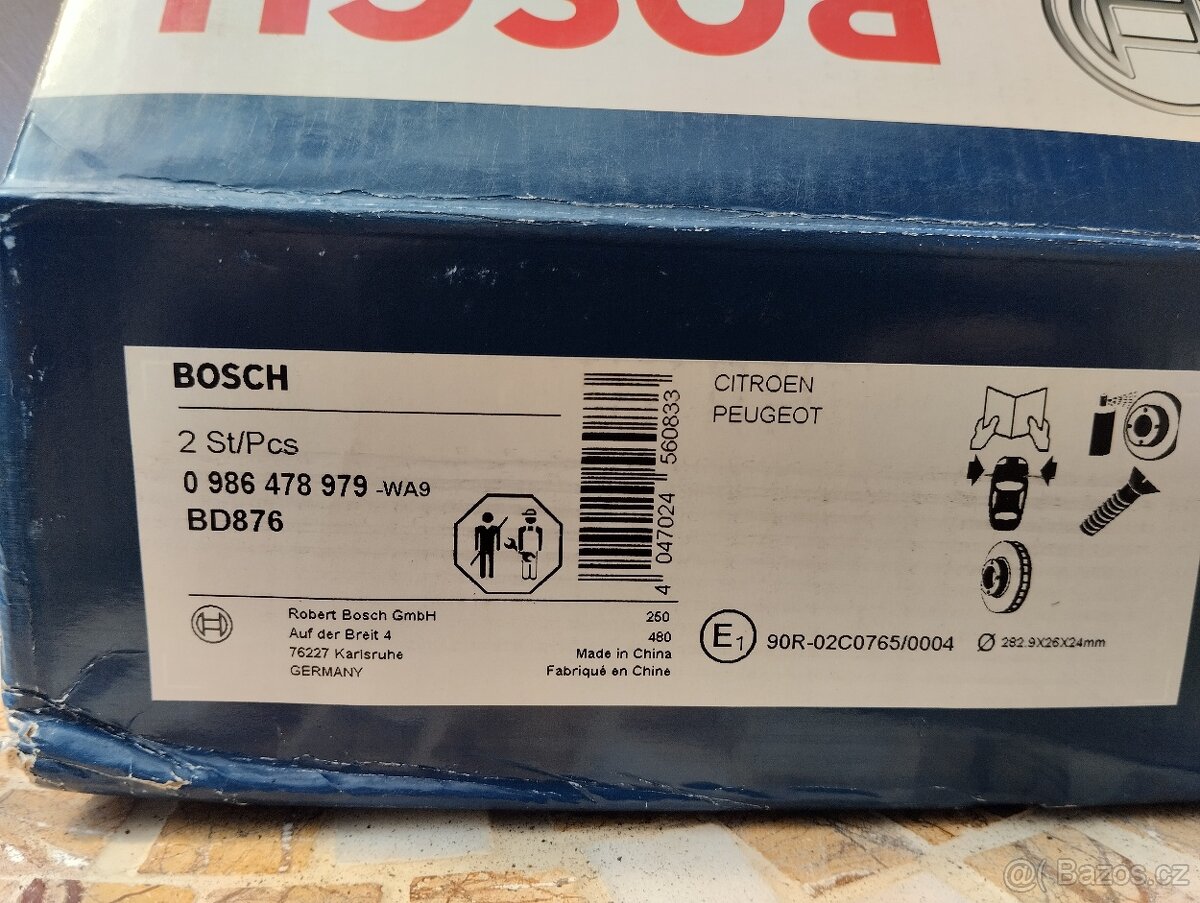 Brzdové kotouče Bosch pro Peugeot/Citroen - 5