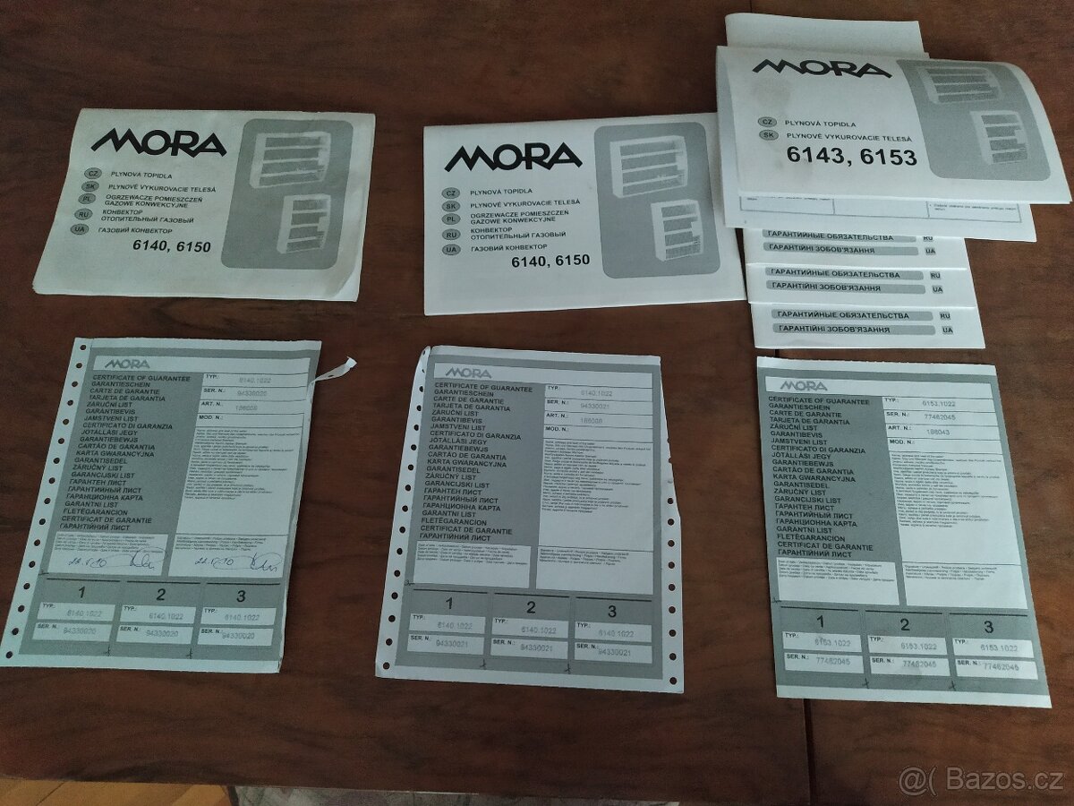 Plynová topidla (Vafky) MORA – 3 ks – funkční (komplet s odk - 5