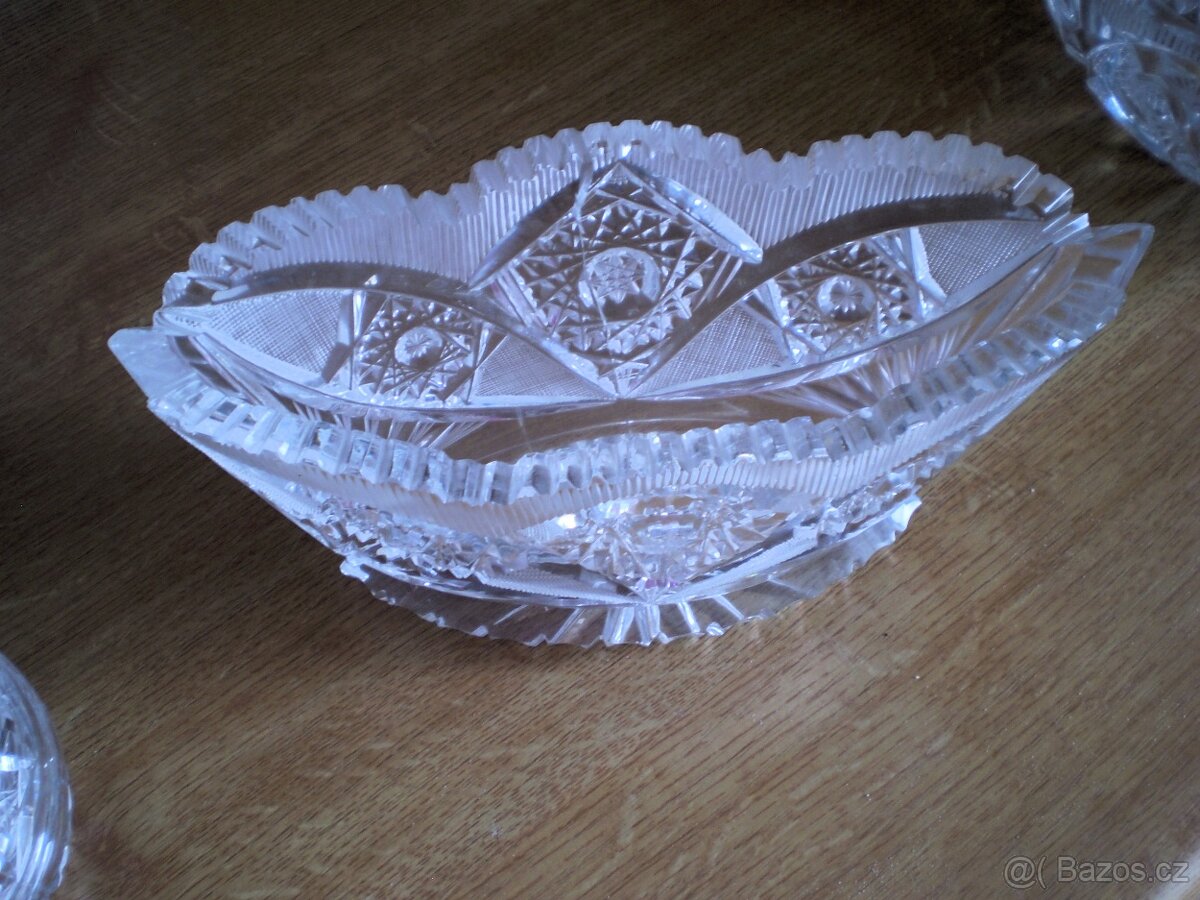 staré broušené křišťálové sklo - 5