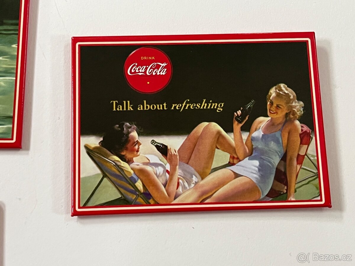 Velké magnetky Coca-Cola - jako malé plechocé cedulky - 5