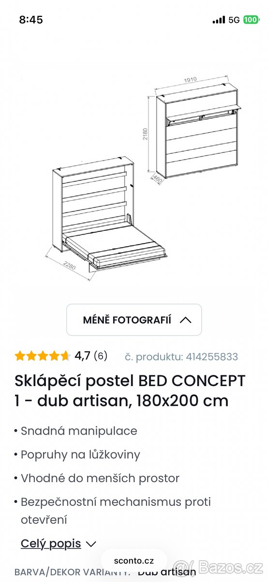 Sklapeci postel BED CONCEPT 180x200 - 5