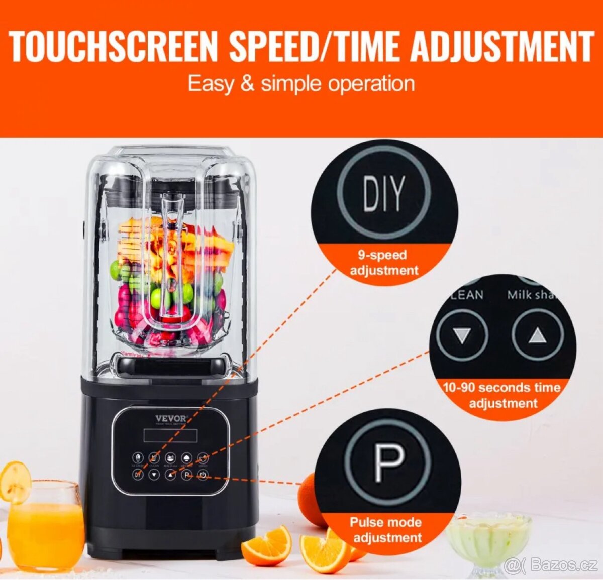 Nový Profesionální mixér VEVOR se štítem - 5