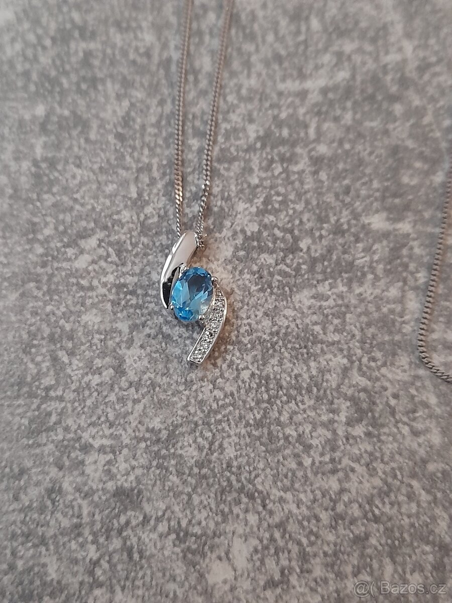 Dámský náhrdelník s přívěskem bílé zlato 375 9k - 5