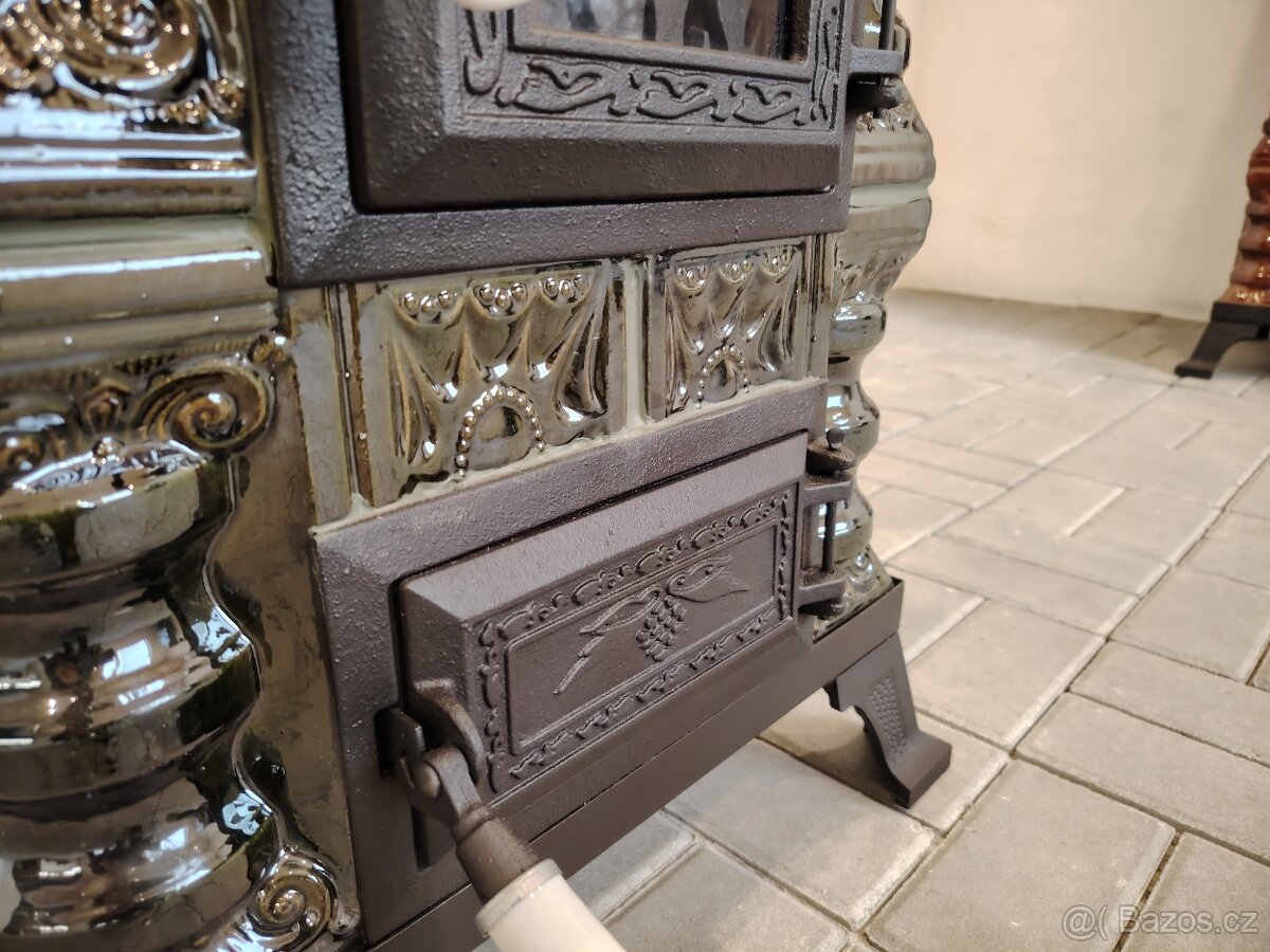 Kachlová kamna sporák Carmen s varnou deskou zelená - 5