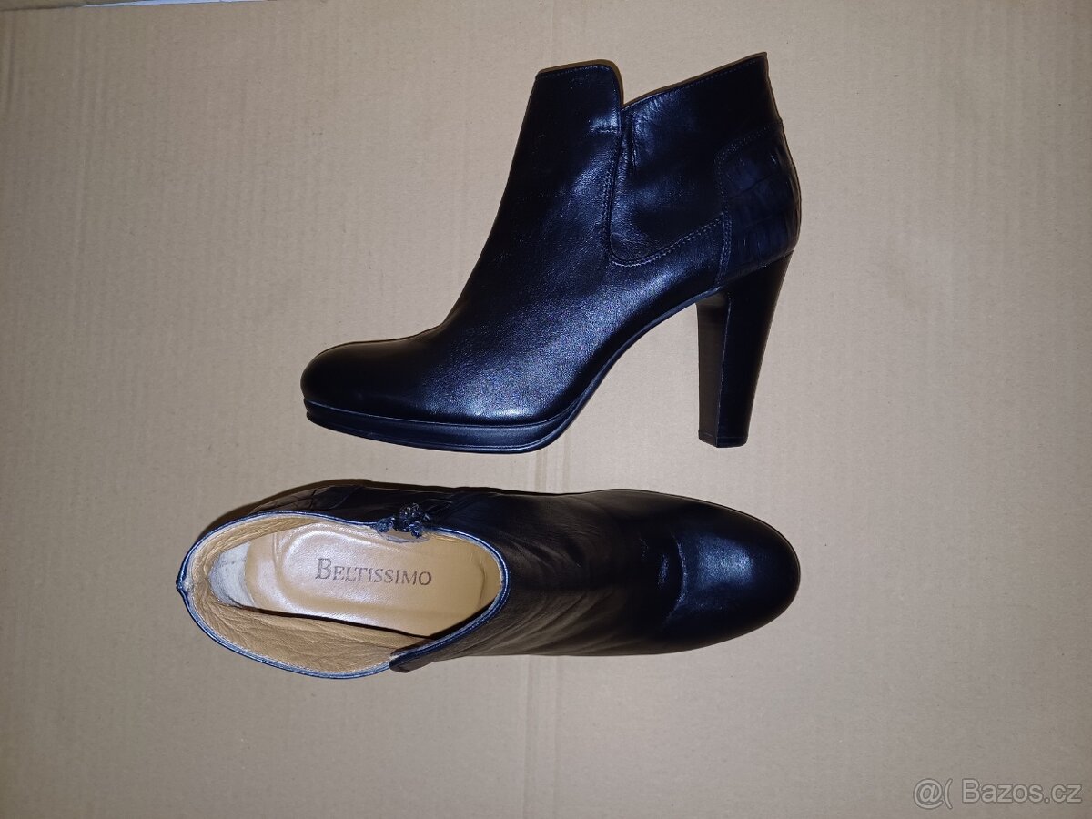 Černé kožené kotníkové boty vel.40 - 5