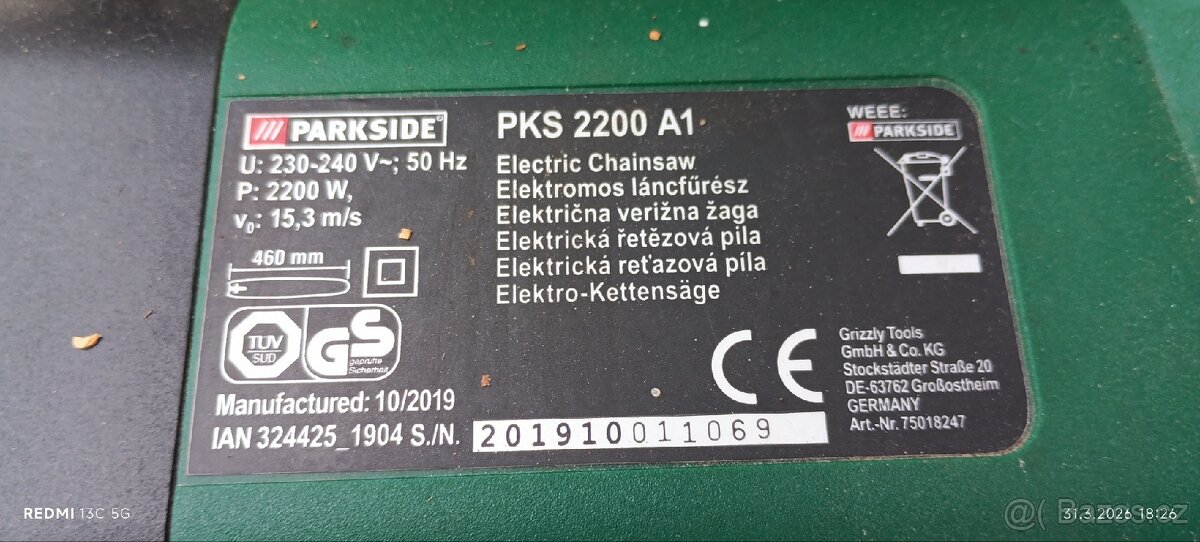 Elektrická řetězová pila Parkside - 5