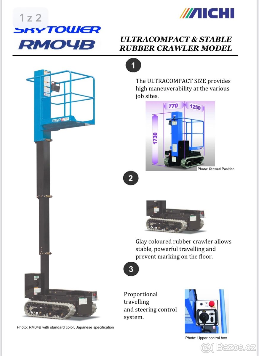 Pásová plošina AICHI , pracovní plošina, sloupová plošina - 5