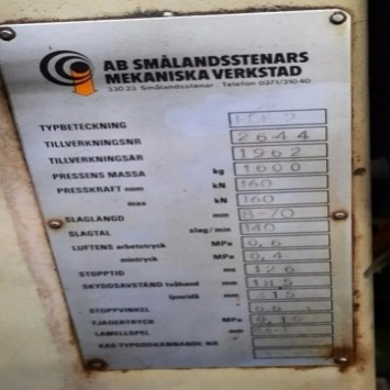 Excentrický lis FPF 2 ze Švédska, vyráběn v roce 1962 - 5