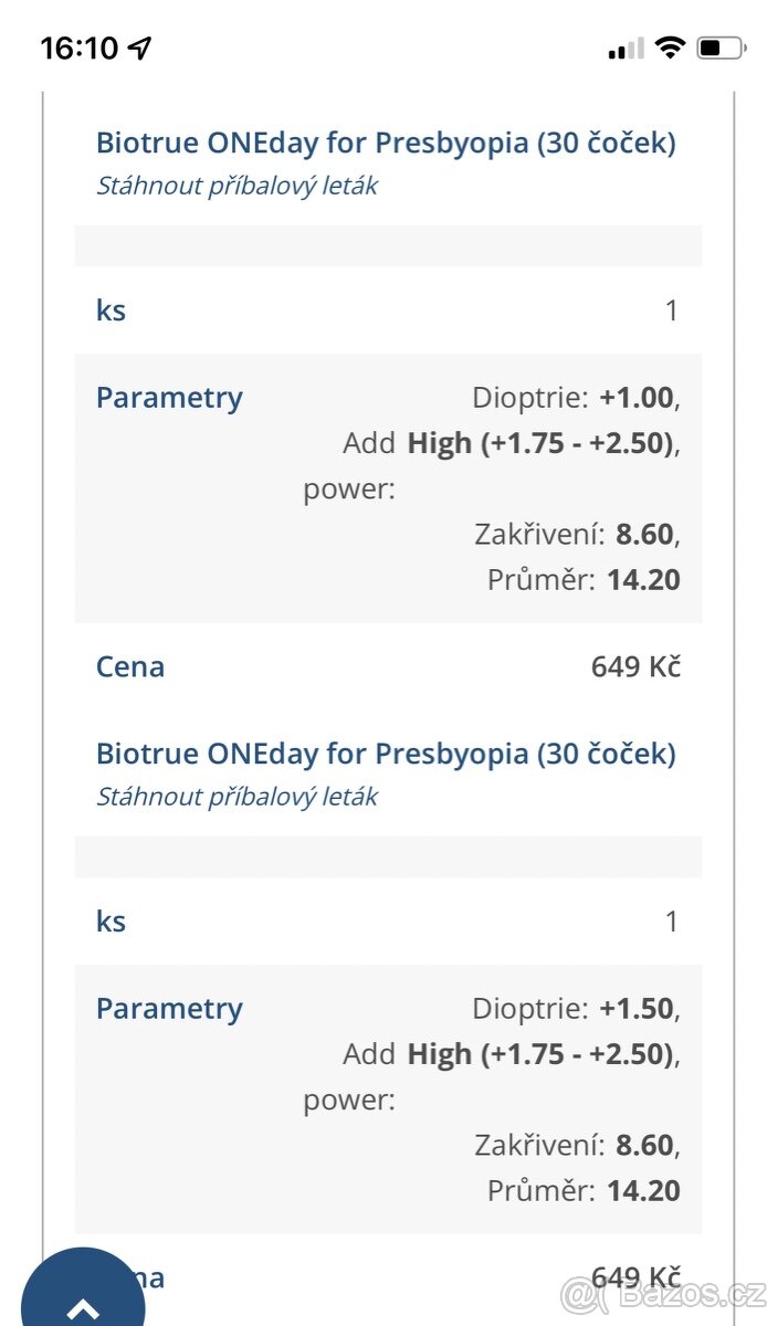 Jednodenní multifokální kontaktní čočky BioTrue 24 ks - 5