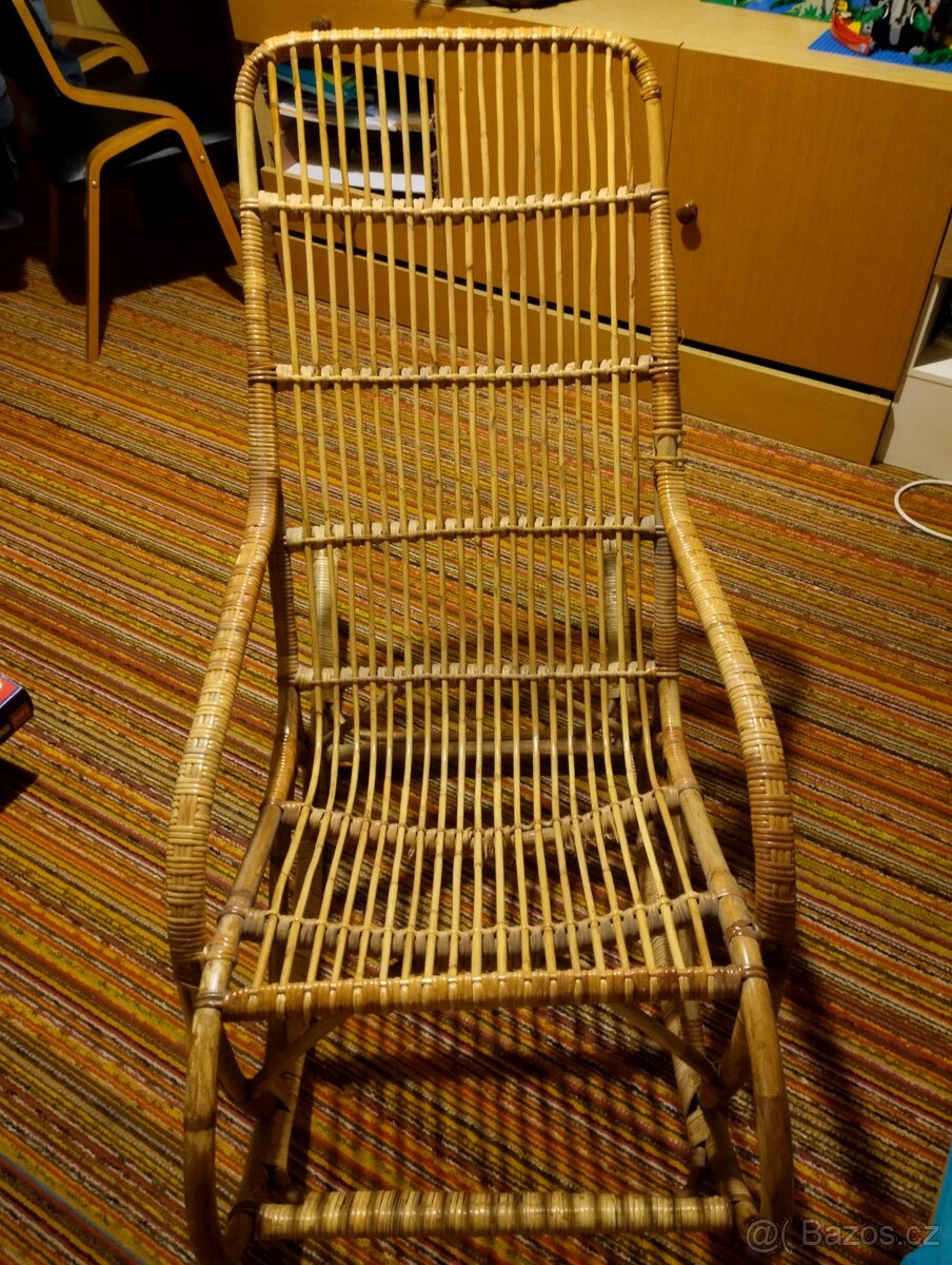 Ratanové houpací křeslo a koš - 5