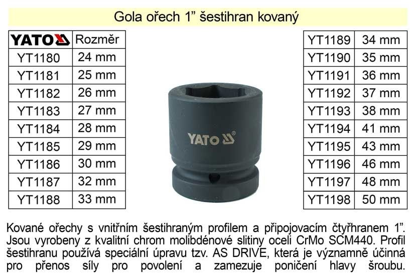 Gola ořechy, hlavice, kované 1/2", 3/4", 1" YATO. - 5