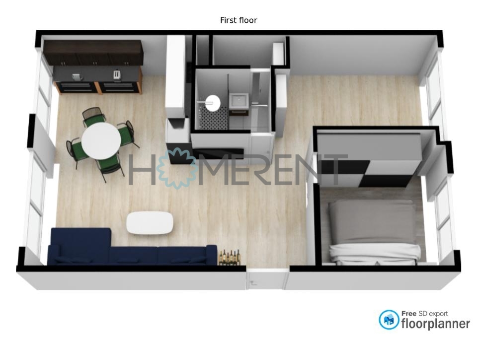 Pronájem bytu 3+kk, 60m² , kompletně zařízený - Praha 4 - Po - 5