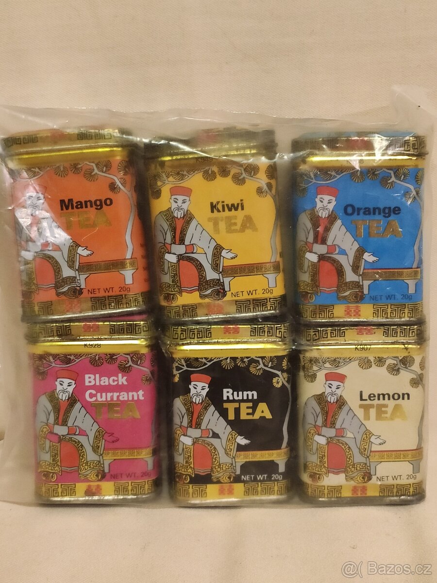 plechovky od čaje 6 ks 60,- Kč - 5