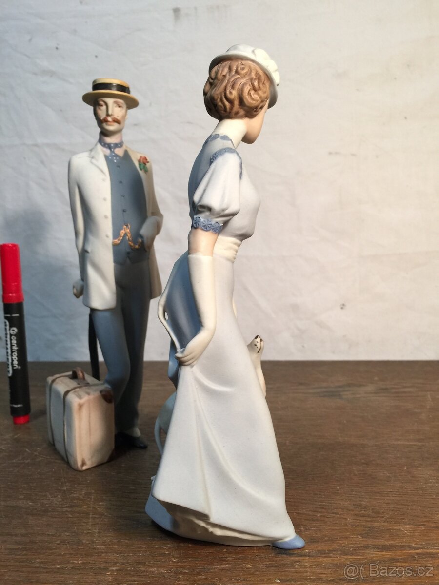 soška Dáma a chrt Muž s kufrem Royal DUX design Xavier - 5