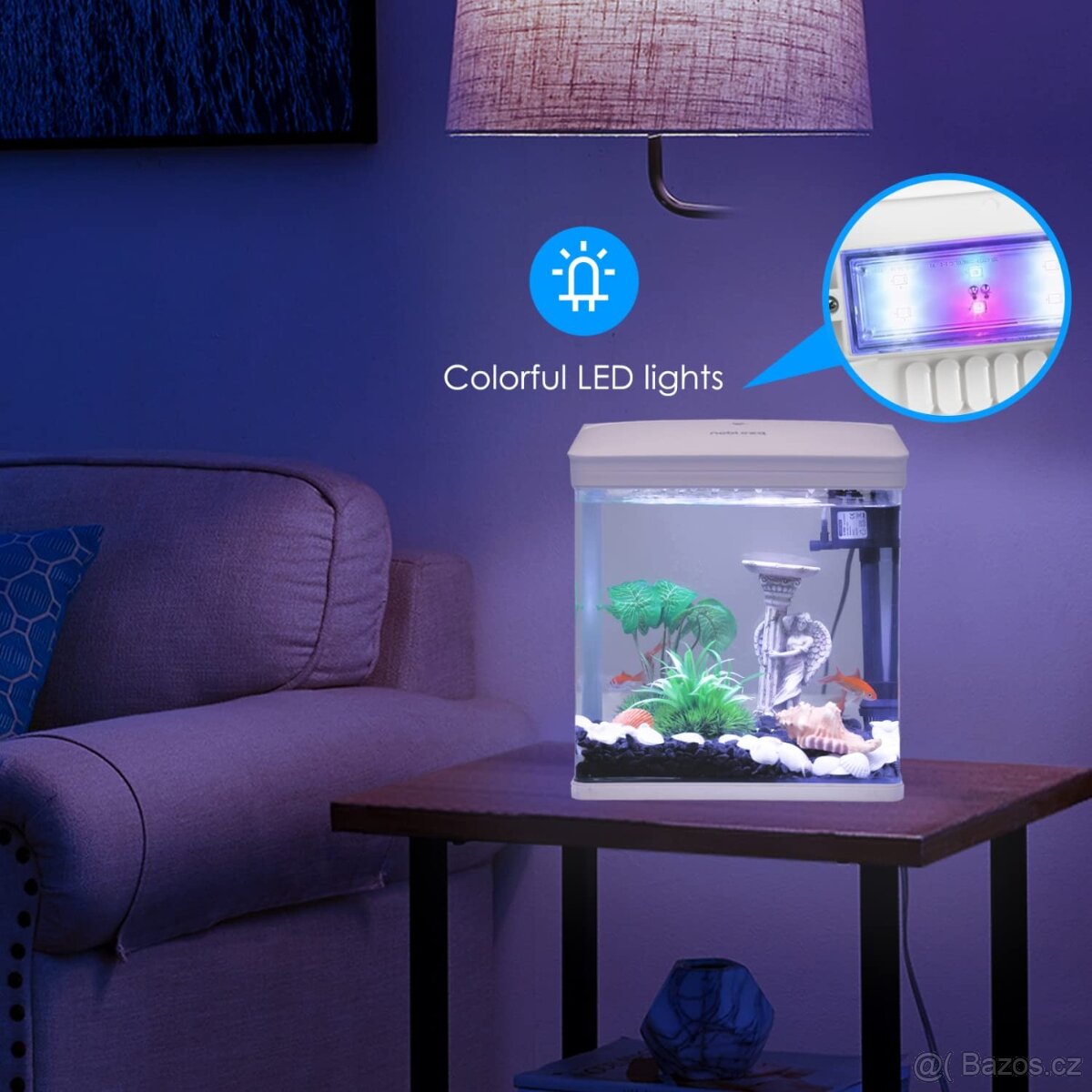Mini akvárium Nobleza 7 l, bílé, LED - 5
