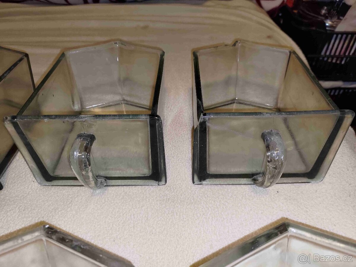 Skleněné dózy (šuplíčky) historické velké - 5