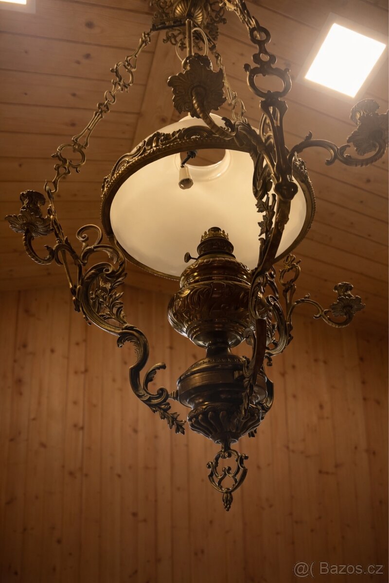 Starožitný bronzový lustr - 5