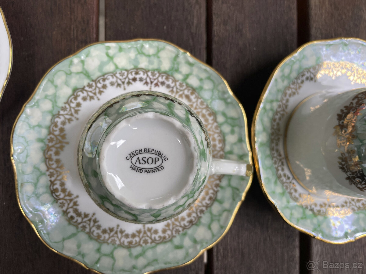 Znač.československý ručně vyráběný malovaný zlacený porcelán - 5