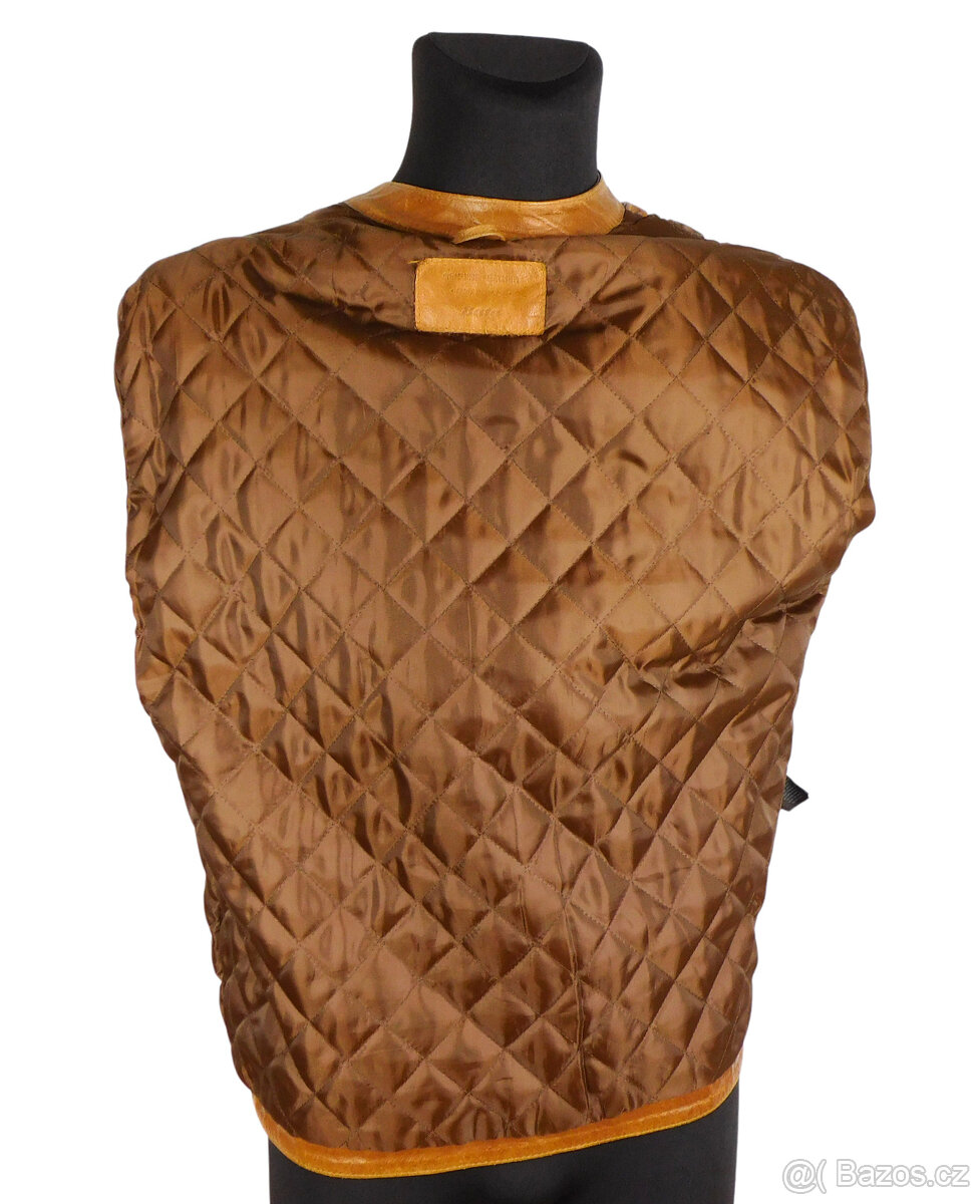 Kožená zimní pánská koňaková bunda BAŤA vel. M - 5