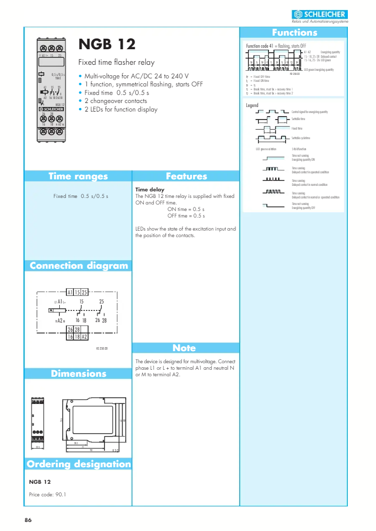 Prodám relé SCHLEICHER NGB 12 - 5
