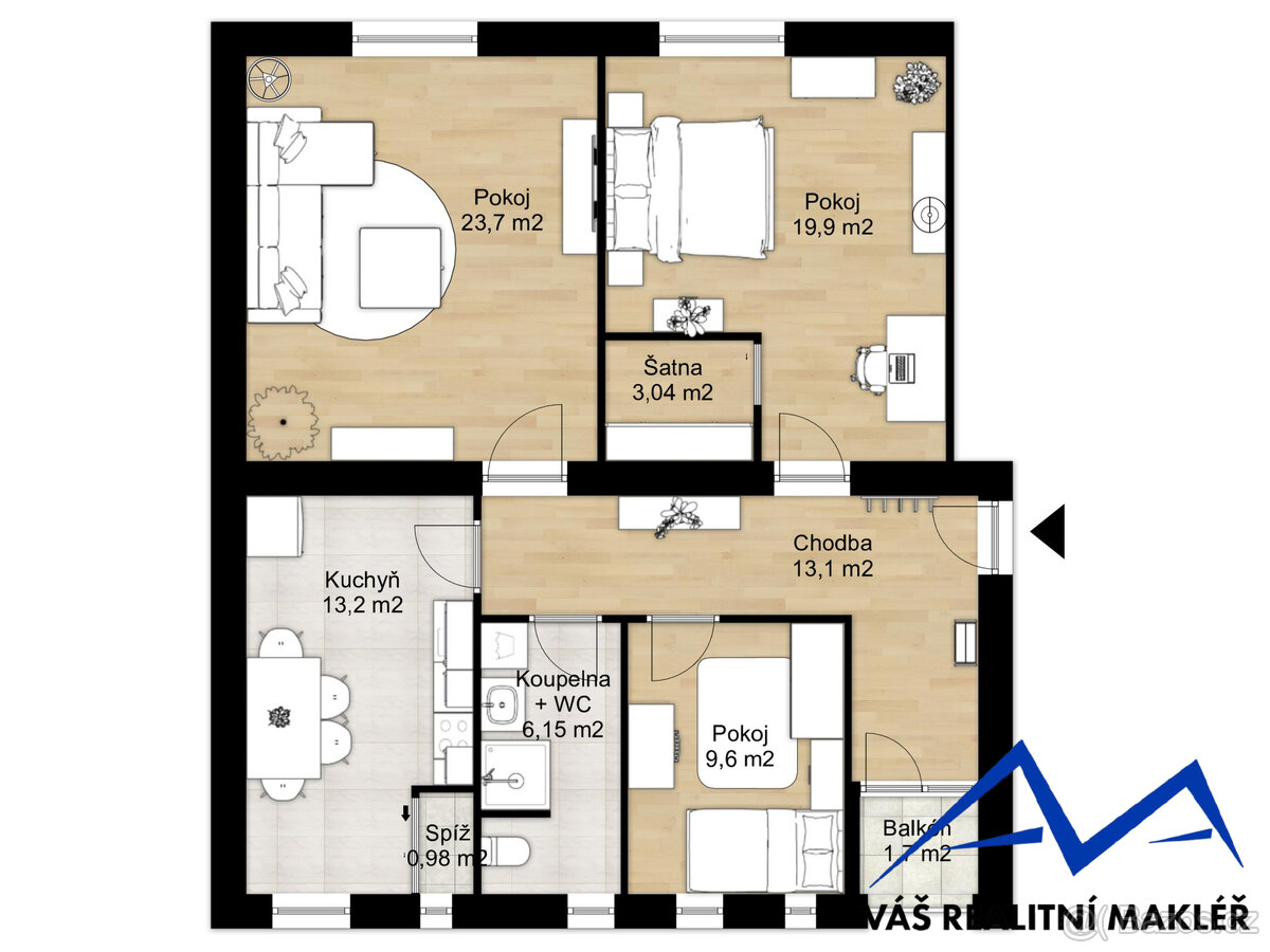 Prodej, byt 3+1, Ostrava - Moravská Ostrava, ul. náměstí Msg - 5