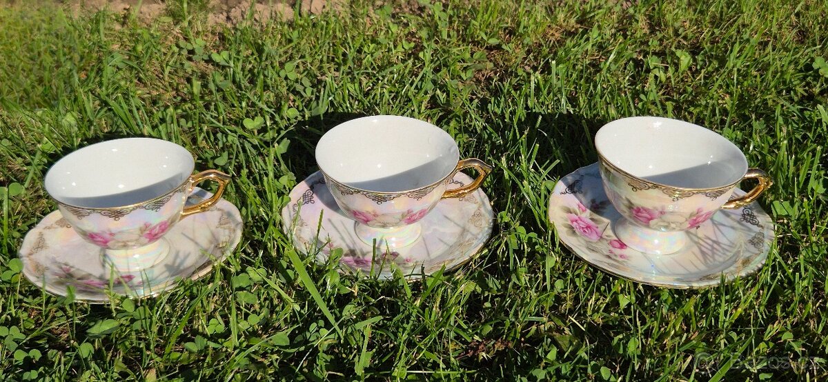 Krásné porcelánové hrníčky s podšálky 3 ks - 5