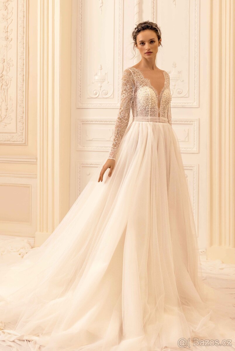 Luxusní nenošené svatební šaty, Joanna 46 EU (2 XL) - 5