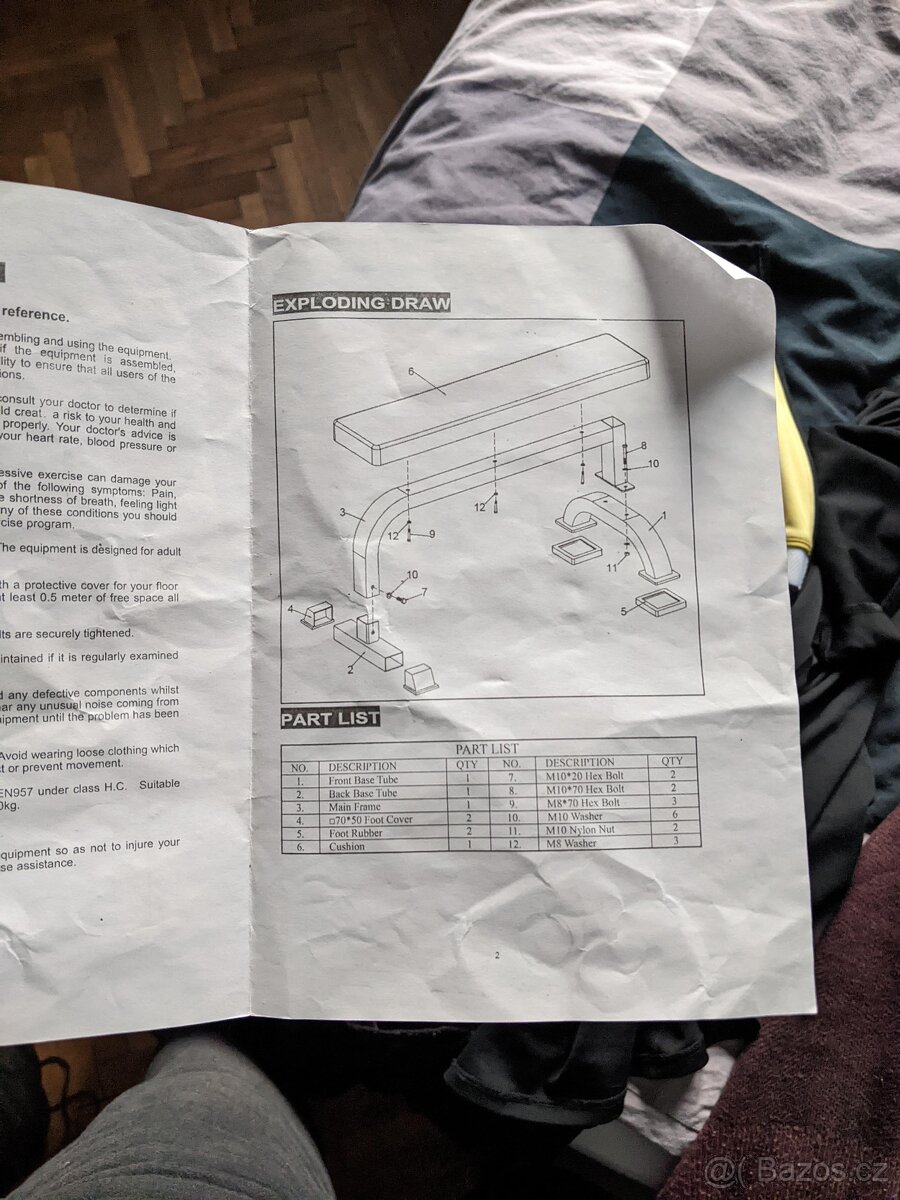 HOMCOM flat bench – posilovací lavice (velmi dobrý stav) - 5