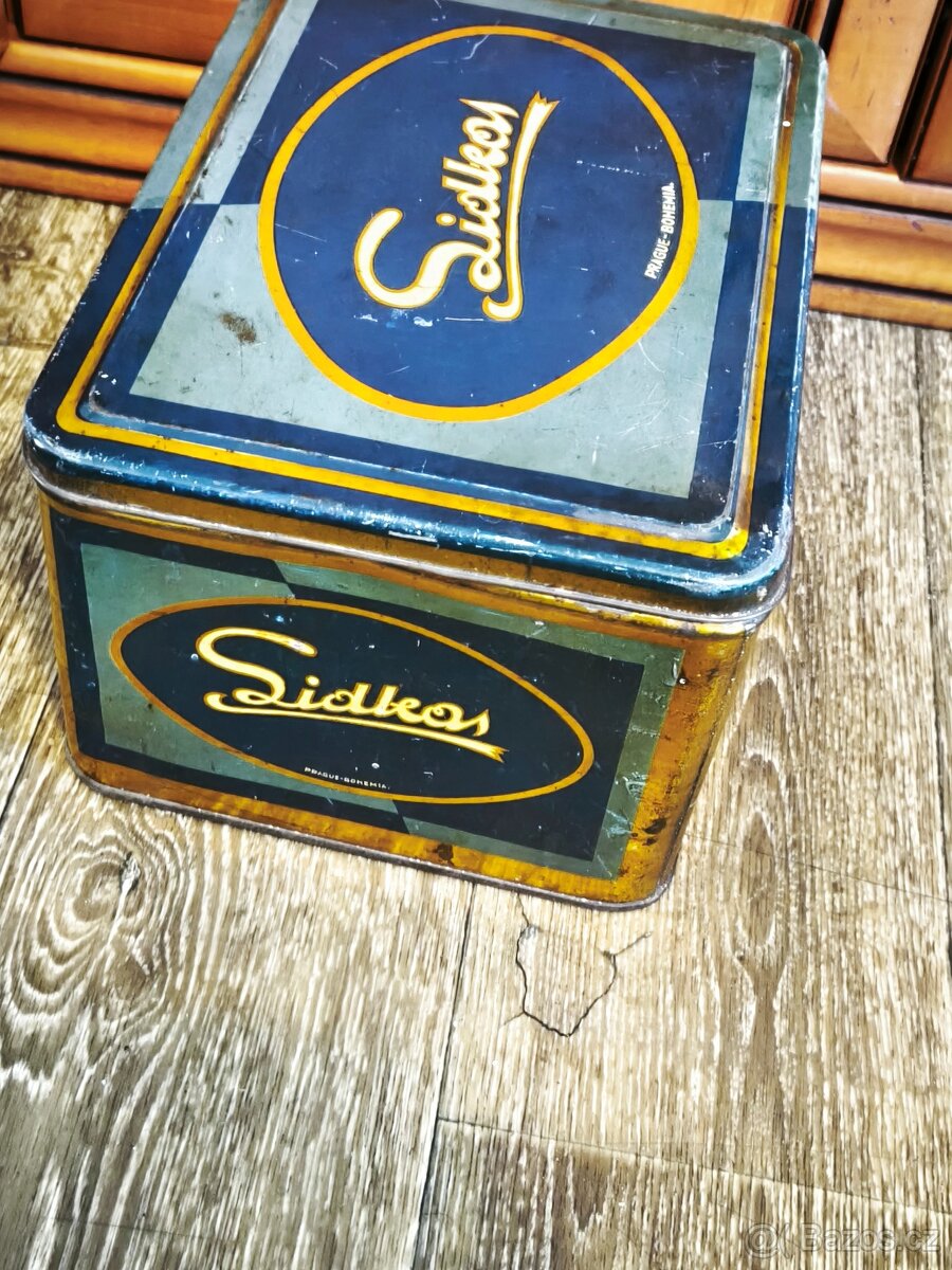 Stará velká, plechová,reklamní krabice. - 5