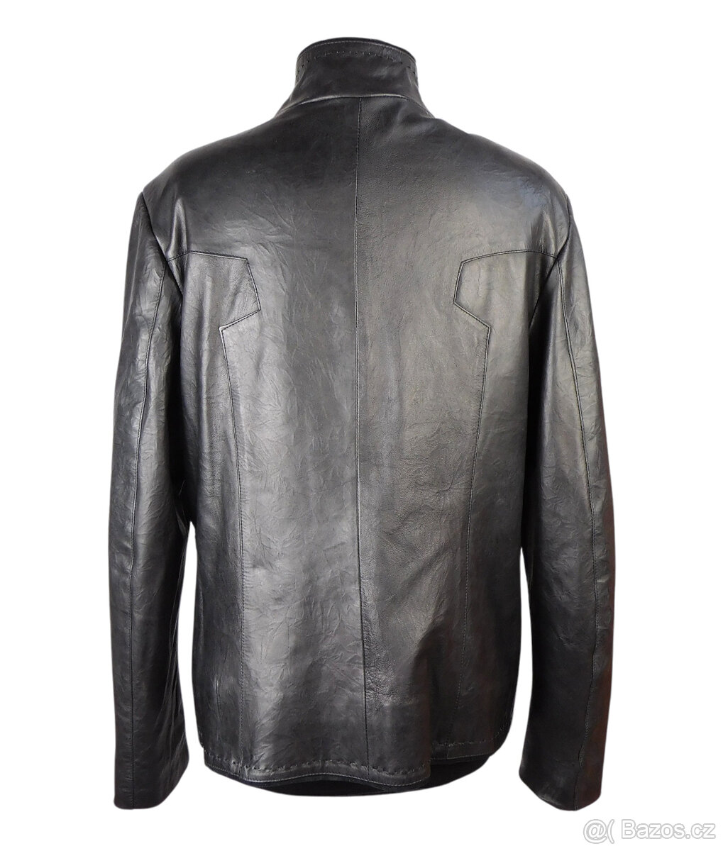 Kožená měkká dámská černá bunda DERI vel. L - 5