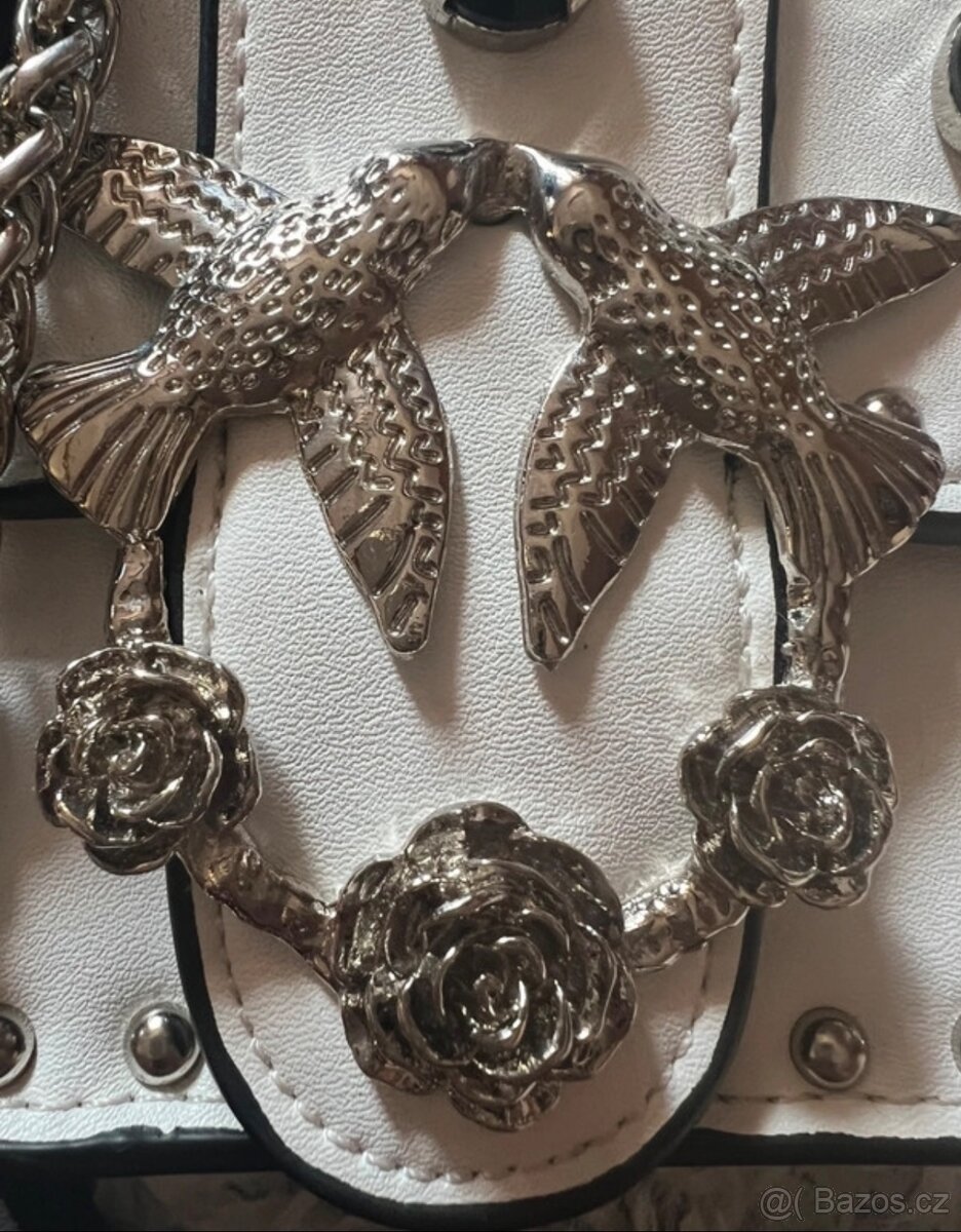 Bílá kožená kabelka s nýtky, nová - 5