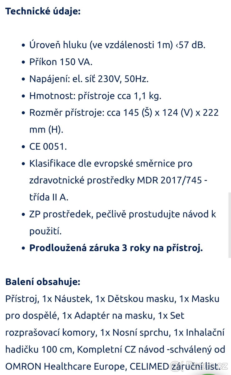 INHALÁTOR KOMPRESOROVÝ OMRON C102 Total PŘÍSLUŠENSTVÍ VČ. NO - 5