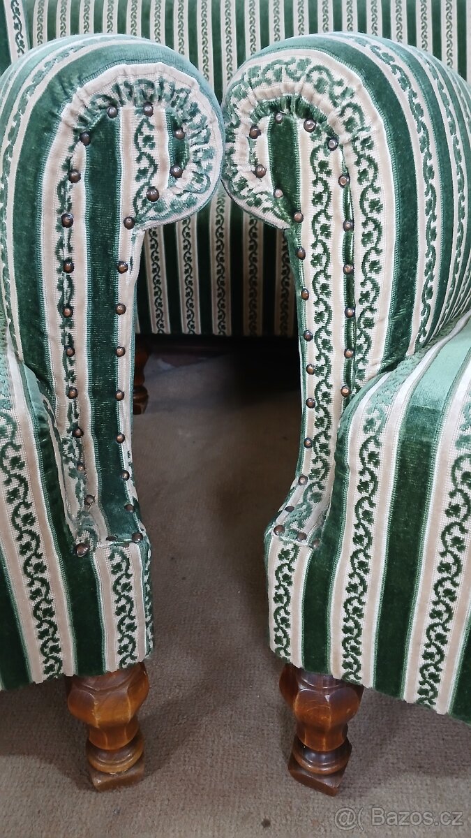 Starožitná masivní sedací souprava 3+1+1 TOP STAV - 5